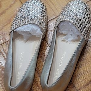 Stuart Weitzman Gold Dayton Pearl Washed Napa Espadrille Size 7.5